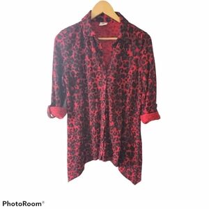 Soma Cheta Print Lounge Top Red and Black Sz XS